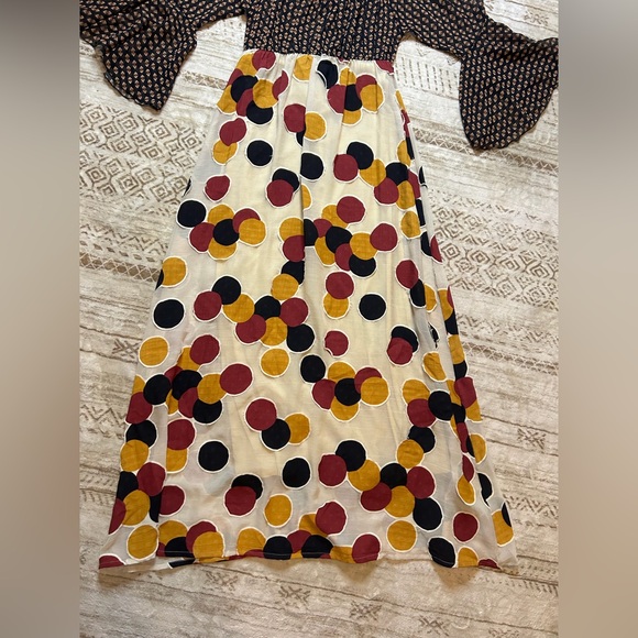 Save the Queen Italian Sheer Midi Dress Bell Sleeves Polka Dot NWT M - Picture 3 of 7